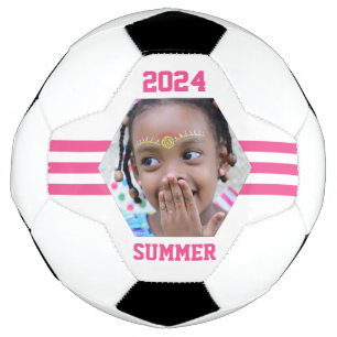 Bola De Futebol Enfeite Personalizado de Fotos Listras Rosa