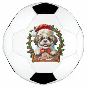 Bola De Futebol Enfeites de natal de Cachorro Bonito - Feliz Natal