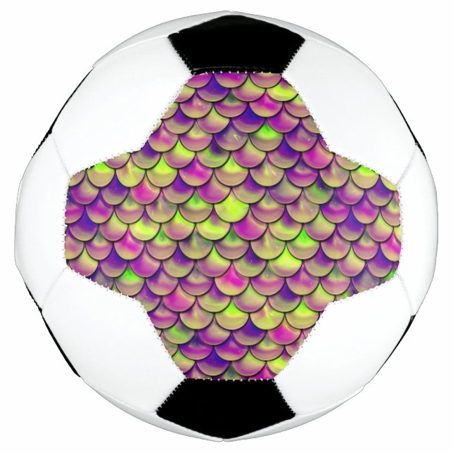 Bola De Futebol Escalas roxas e verdes caídas (Frente)