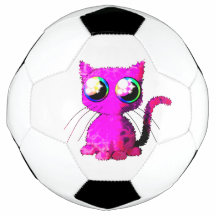 Esfera de futebol com gato kawaii rosa-encaracolad