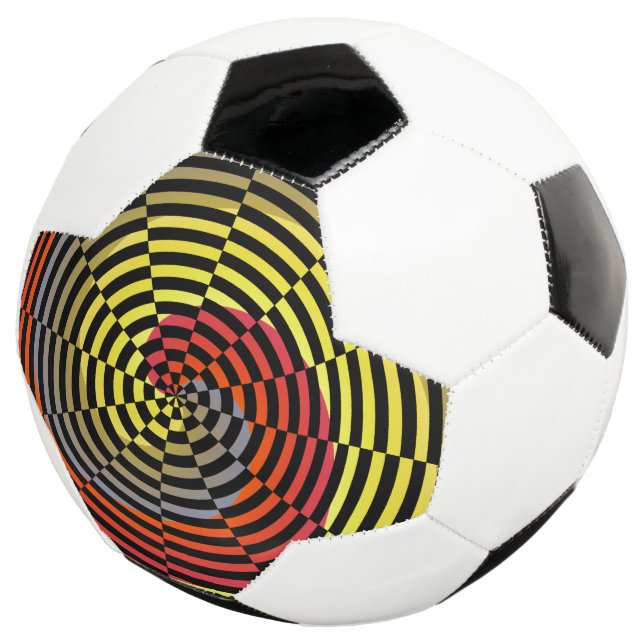 Bola De Futebol Espiral Azul Amarelo Vermelho por Kenneth Yoncich (Três quartos)
