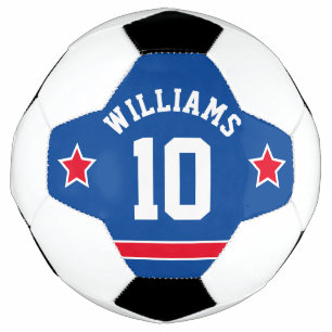 Bola De Futebol Esportes Números de Estrelas Stripes Red White Bl
