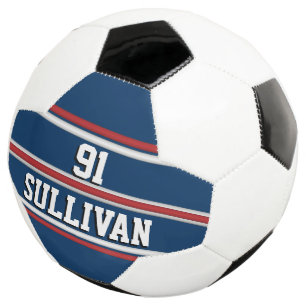 Bola De Futebol Esportes Vermelhos e Azuis com Número de Nome do 