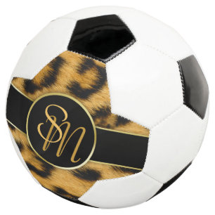 Bola De Futebol Esquerda Leopardo Elegante Imprime Monograma Socce