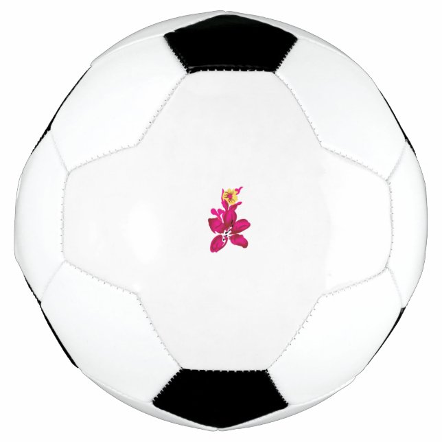 Bola De Futebol Estilo Floral, ArtyClick Crimson, Dourado leve (Frente)