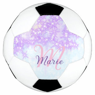 Bola De Futebol Estrela de monograma brilhante rosa roxo adicionar