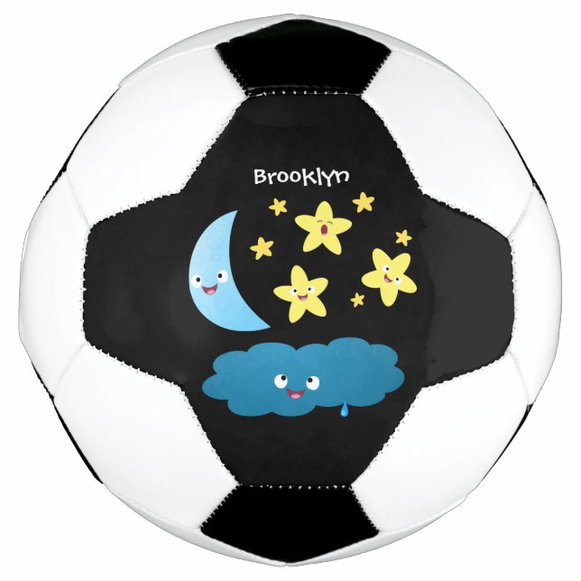 Bola De Futebol Estrelas de canto fofas, lua e nuvem de desenho an (Frente)
