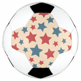 Bola De Futebol Estrelas Vermelhas e Azuis, 4 de Julho, Fundo Bege