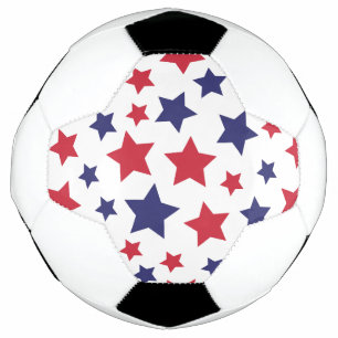 Bola De Futebol Estrelas Vermelhas e Azuis, 4 de Julho, Fundo Bran
