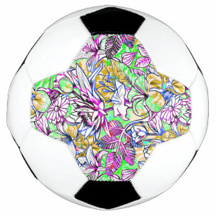 Bola De Futebol Etiqueta de bagagem de abstrato flores coloridas e