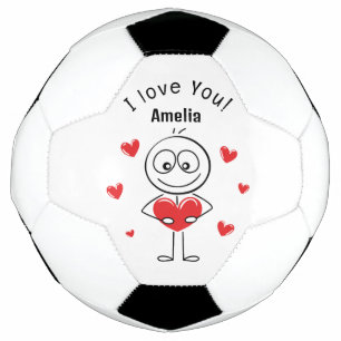 Bola De Futebol Eu Amo Você Figura de Pau Corações Fofos