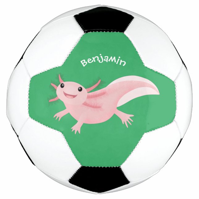 Bola De Futebol Exolotl branco rosa feliz (Frente)