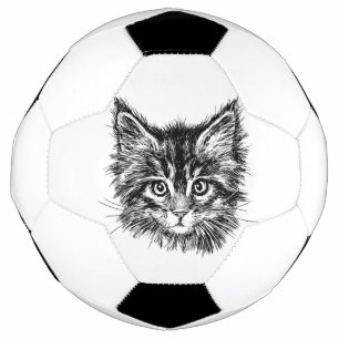 Bola De Futebol Face de Kitten Preta e Branca