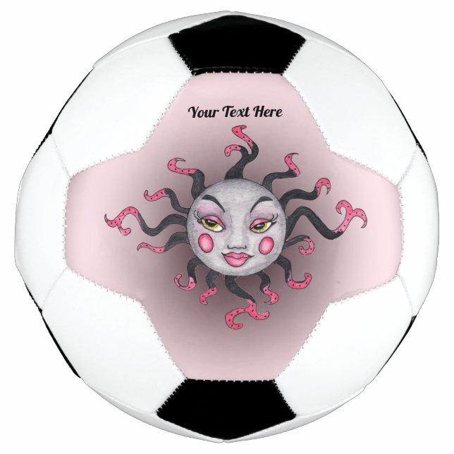 Bola De Futebol Fantasia Sol Bonito Rosto Rosa Cinza Preto (Frente)