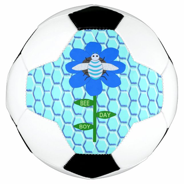 Bola De Futebol Feliz Abelha Azul Aniversário Bumblebee (Frente)