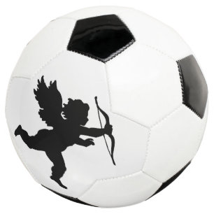Bola De Futebol Feliz Anjo Cupido do Futebol de São Valentim Preto
