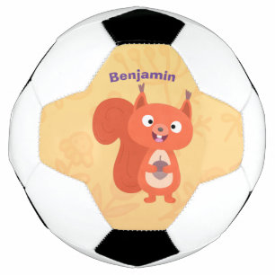 Bola De Futebol Feliz desenho animado de esquilo vermelho