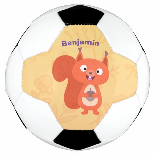 Bola De Futebol Feliz desenho animado de esquilo vermelho (Frente)