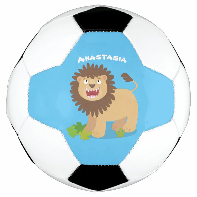 Bola De Futebol Feliz desenho animado de leão (Frente)