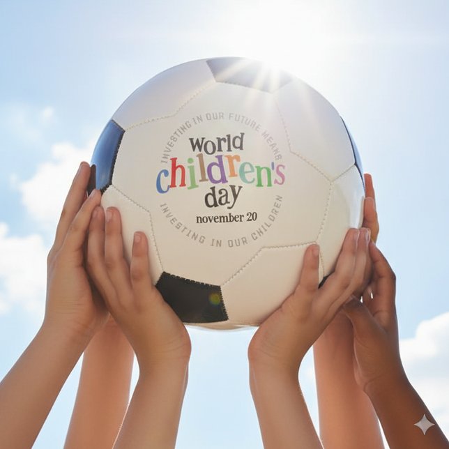 Bola De Futebol Feliz Dia Mundial da Criança (Colorful World Children's Day November 20 Soccer Ball Cover Photo 1)