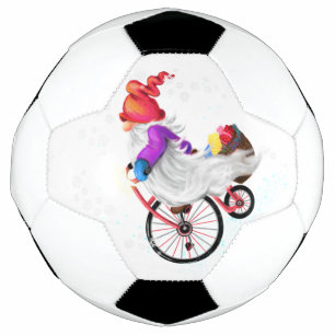 Bola De Futebol Feliz Natal - Gnomo Engraçado com Bicicleta e Pre