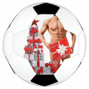 Bola De Futebol Feliz Natal SlipperyJoe prata branca
