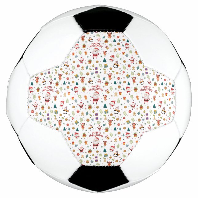 Bola De Futebol Feliz Padrão de Natal (Frente)