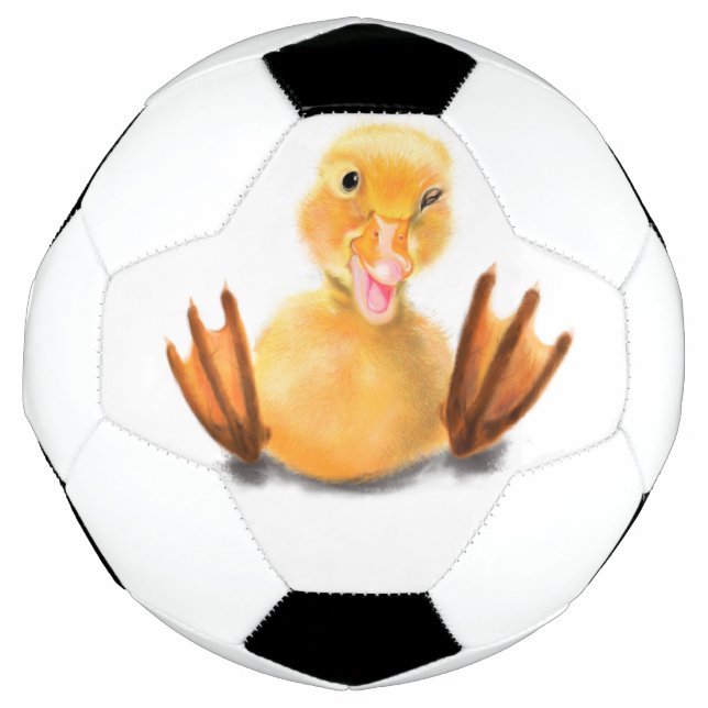 Bola De Futebol Feliz Piscar os olhos de Pato Amarelo Jogando - So (Frente)