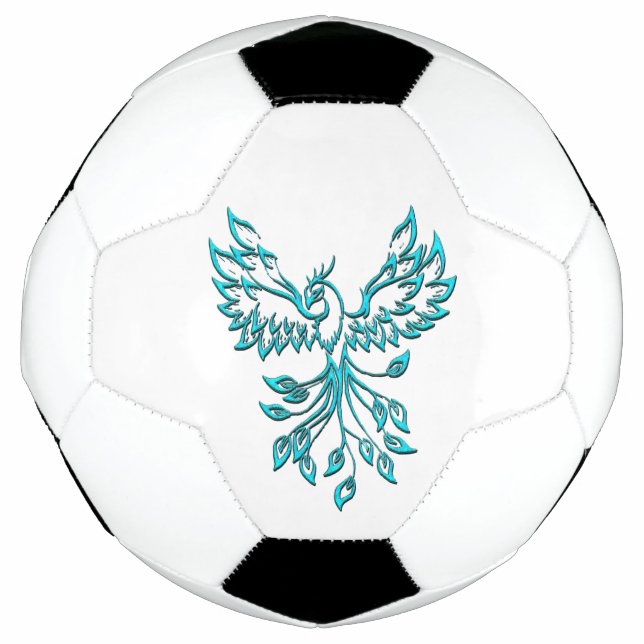 Bola De Futebol Fênix Azul Ressurge em Branco (Frente)