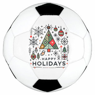 Bola De Futebol Feriados Felizes das Árvores de Natal Geométricas