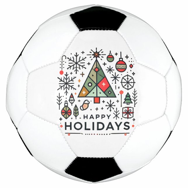 Bola De Futebol Feriados Felizes das Árvores de Natal Geométricas  (Frente)