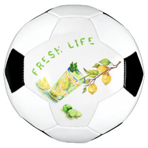 Bola De Futebol Festa de Verão com limão fresco, limonada e limo