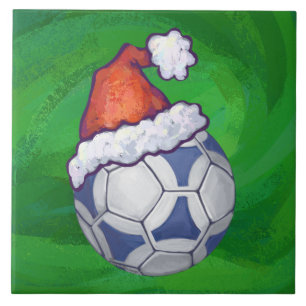 Bola de Futebol Festivo Azul e Branco em Verde