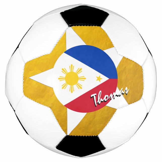 Bola De Futebol Filipinas: Futebol e Dourada bandeira filipina (Frente)