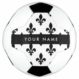 Bola De Futebol Fleur de Lis, Black on White, Black, Your Name