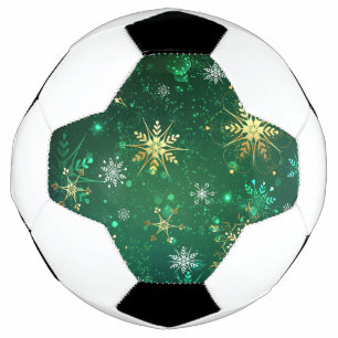 Bola De Futebol Flocos de neve do Ouro Xmas em fundo verde