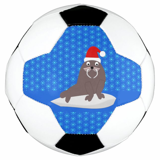 Bola De Futebol Flocos de neve e de marrã-natalina (Frente)