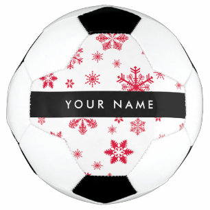 Bola De Futebol Flocos de neve vermelhos, seu nome, personalize