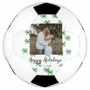 Bola De Futebol flocos de neve vermelhos verdes texto foto feliz n