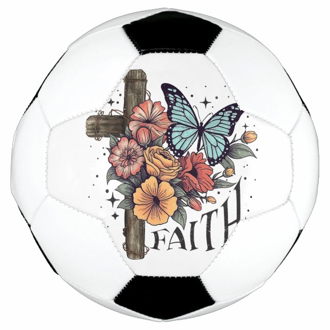 Bola De Futebol Floral Faith Cross (Frente)