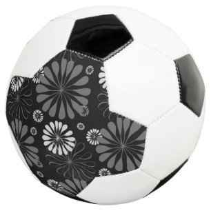 Bola De Futebol Floral Retro Preto e Branco