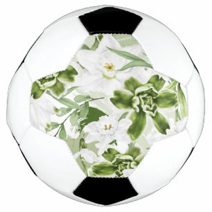 Bola De Futebol Flores Brancas de Aquarela 2