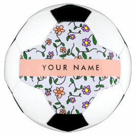 Bola De Futebol Flores Coloridas, Fundo Azul, Laranja
