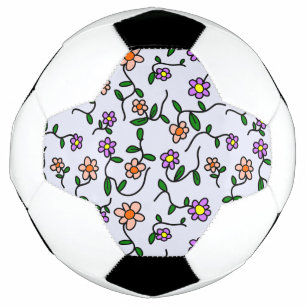 Bola De Futebol Flores Coloridas, Padrão Floral, Verde, Boho