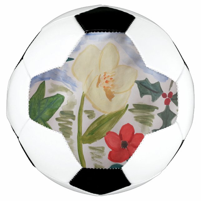 Bola De Futebol Flores de inverno e Holly (Frente)