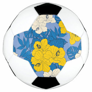 Bola De Futebol Flores e folhas de hibisco