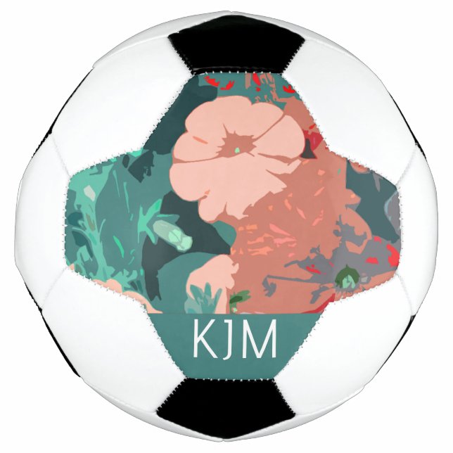 Bola De Futebol Flores Selvagens Monogramas Casamento Floral Prese (Frente)