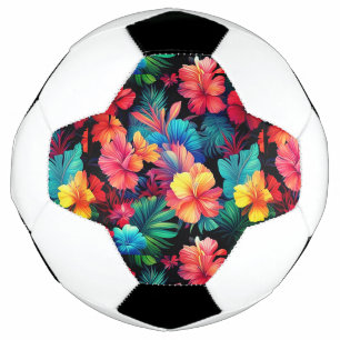 Bola De Futebol Flores Tropicais De Laranja Floral Com Folhas-6677