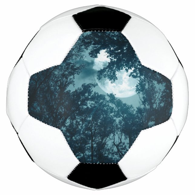Bola De Futebol Floresta Noturna Encantadora com Lua Cheia (Frente)