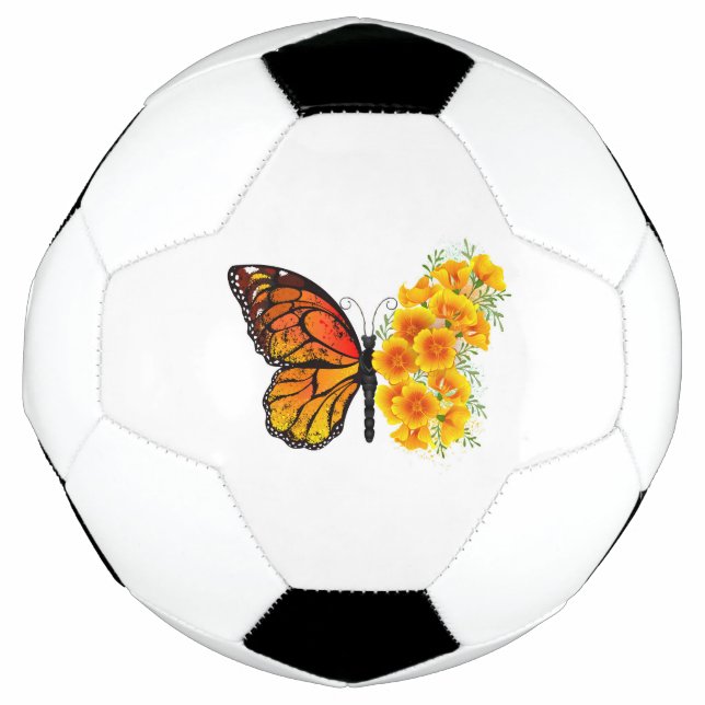 Bola De Futebol Flower Butterfly with Yellow California Poppy (Frente)